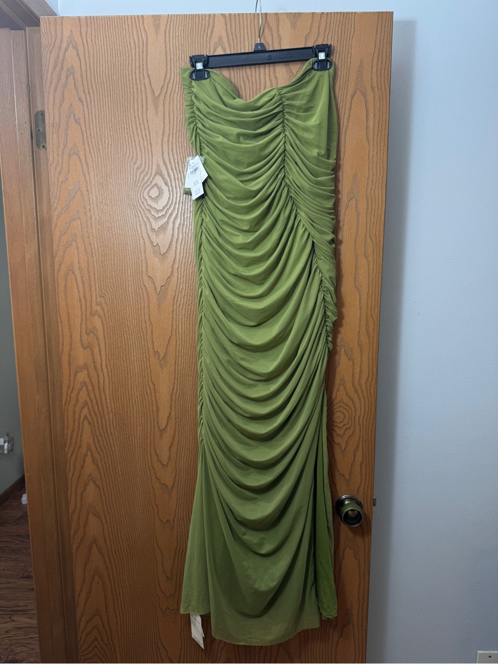 Abercrombie Strapless Ruched Mesh Maxi Dress
